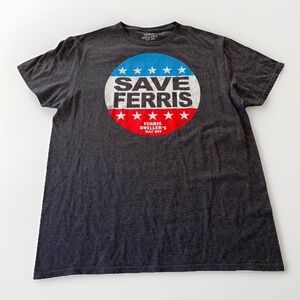 4/$25 SALE!‎ Men's Ferris Bueller T-Shirt Large Gray Save Ferris Logo